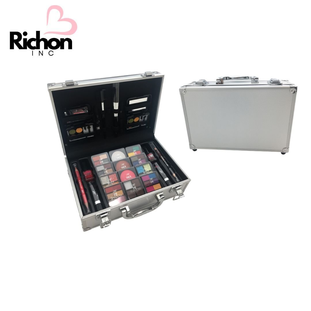 Richoninc Silver Train Case Makeup Set
