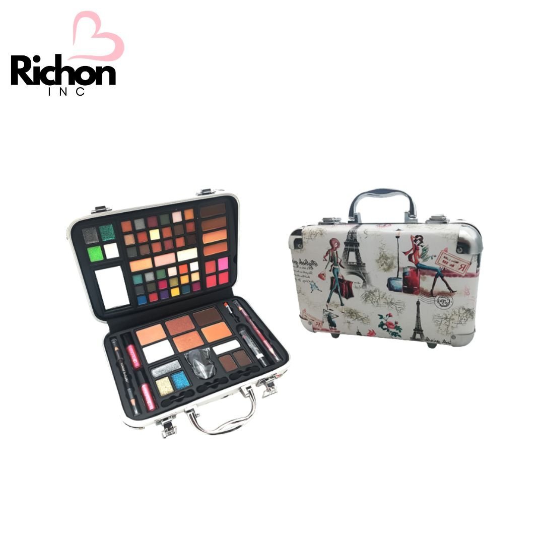 Richoninc White Train Case Makeup Set