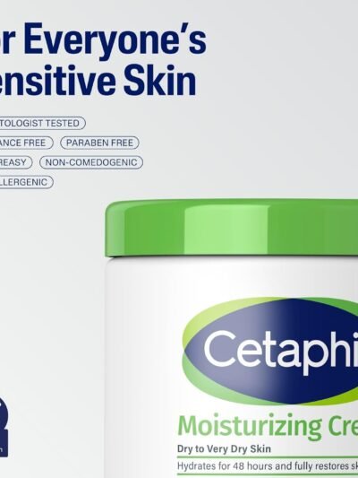 Cetaphil Face & Body Moisturizer, Hydrating Moisturizing Cream for Dry to Very Dry, Sensitive Skin, NEW 16 oz 2 Pack, Fragrance Free, Non-Comedogenic, Non-Greasy