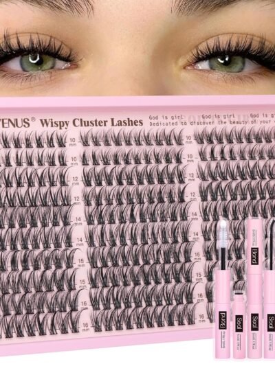 Lash Clusters Kit Wispy Eyelash Clusters Lashes Natural DIY Lash Extension Kit 10-16mm Cluster Eyelash Extensions Kit 300pcs C Curl Individual Lashes Cluster Eyelash (No Tweezers)