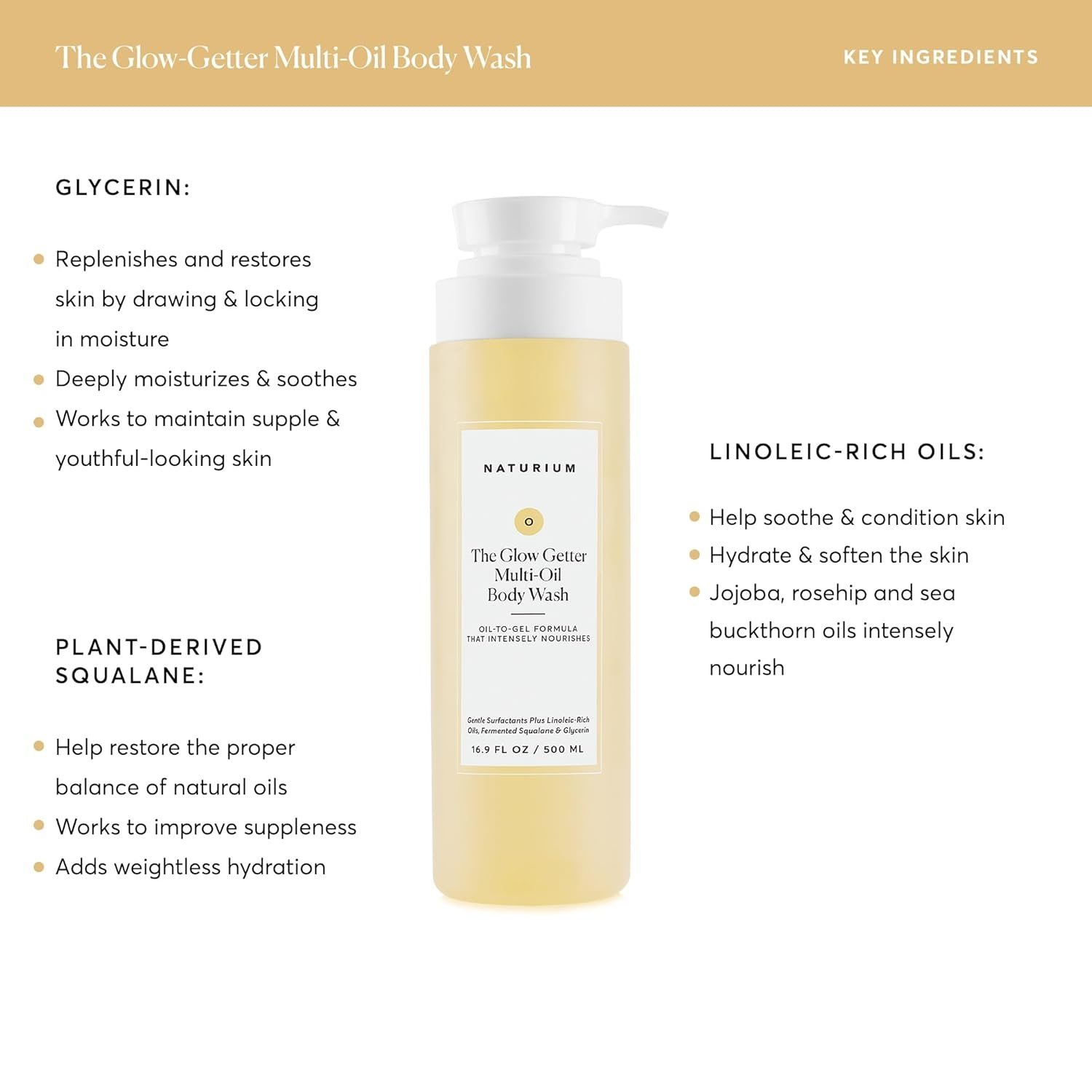 Naturium The Glow Getter Multi-Oil Hydrating Body Wash, Gentle Cleanser, 16.9 oz - Image 4