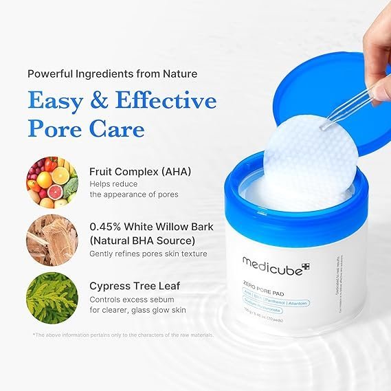 Medicube Toner Pads Zero Pore Pad 2.0 | Dual-Textured Facial Pad for Pore Care with 4.5% AHA Lactic Acid, 0.45% BHA Salicylic Acid | Ideal for All, Korean Skin Care, 70 Pads (1 Pack) - Image 4