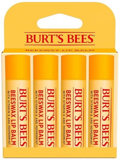 Burt's Bees Lip Balm - Original Beeswax, Lip Moisturizer With Responsibly Sourced Beeswax, Tint-Free, Natural Origin Conditioning Treatment, 4 Tubes, 0.15 oz.