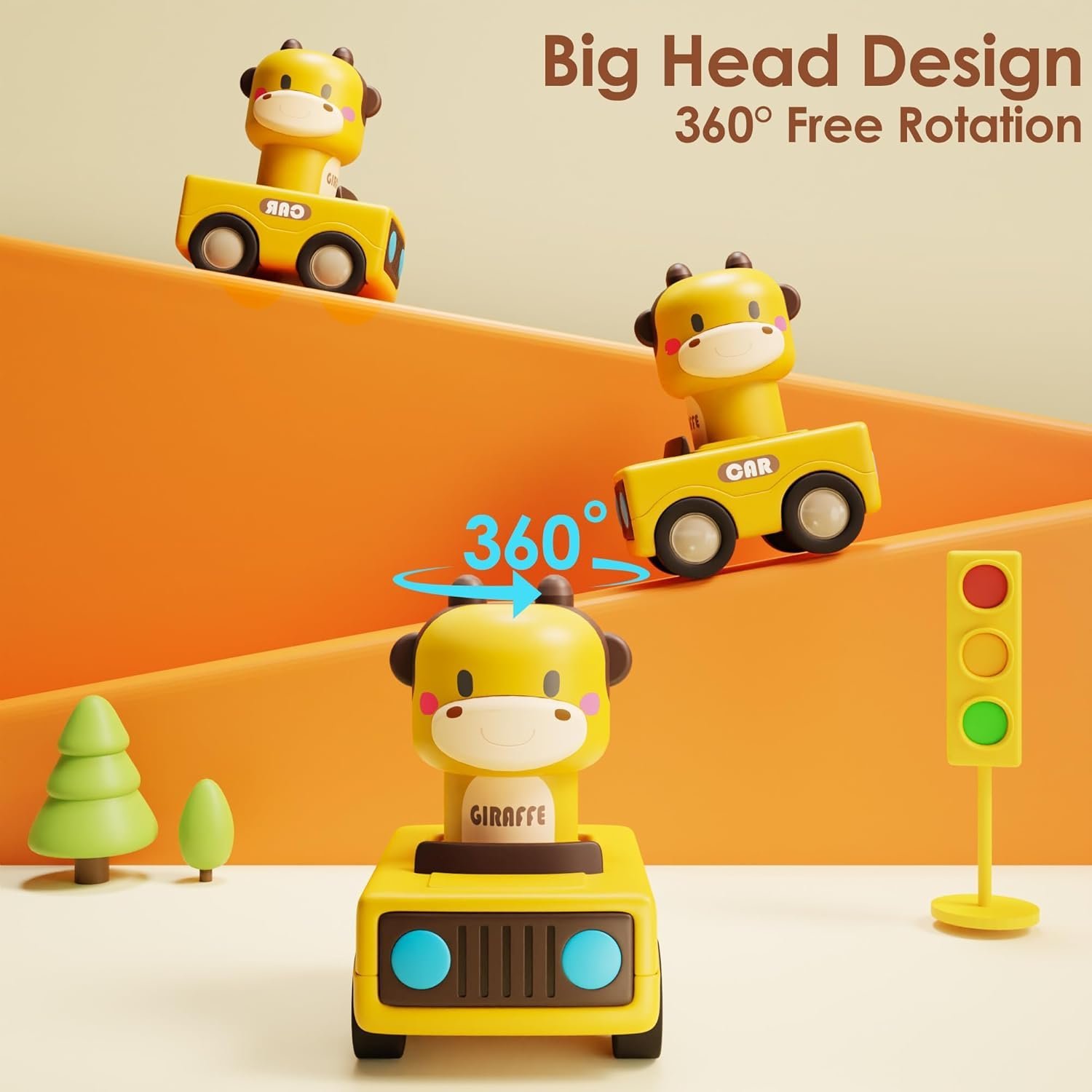 IPlay, iLearn Press to Go Car Toys for Toddlers 1-3, Baby Animal Racing Cars, Infant Play Vehicle Set, Baby Push Go Friction Car Toys for 6-9-12-18 Months, 1st Birthday Gifts for 1-2 Years Old Boys - Image 3