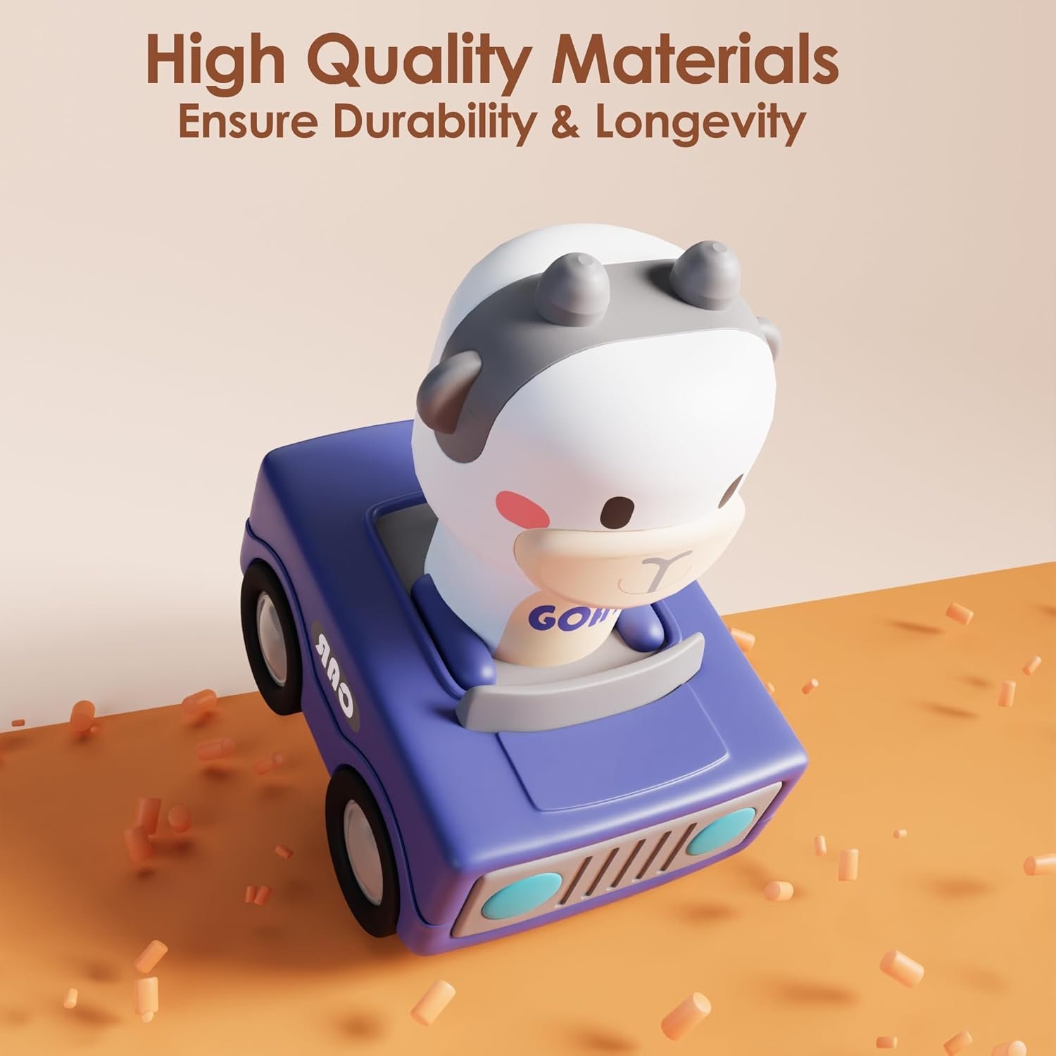 IPlay, iLearn Press to Go Car Toys for Toddlers 1-3, Baby Animal Racing Cars, Infant Play Vehicle Set, Baby Push Go Friction Car Toys for 6-9-12-18 Months, 1st Birthday Gifts for 1-2 Years Old Boys - Image 4
