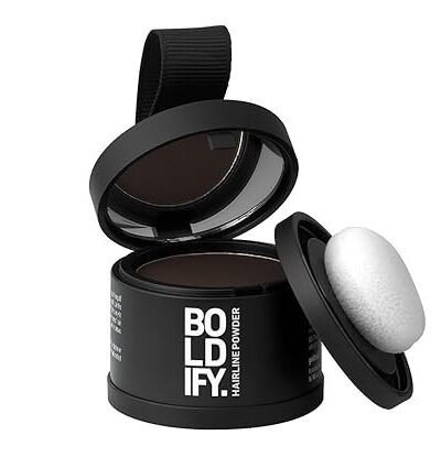 BOLDIFY Hairline Powder - Root Touch Up Hair Color for Gray Coverage - Bald Spot Concealing Hair Powder for Women & Men - 24-Hour Stain-Proof - Dark Brown