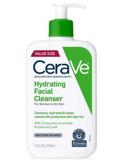 CeraVe Hydrating Facial Cleanser, Moisturizing Face Wash For Dry Skin, Hyaluronic Acid + Ceramides + Glycerin, Hydrating Cleanser For Normal To Dry Skin, National Eczema Association Certified