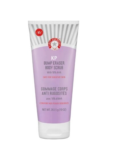 First Aid Beauty - KP Bump Eraser Body Scrub with 10% AHA, Keratosis Pilaris Skin Exfoliater with Glycolic and Lactic acids, Helps Reduce Chicken Skin Bumps, Safe for Sensitive Skin, 10 oz