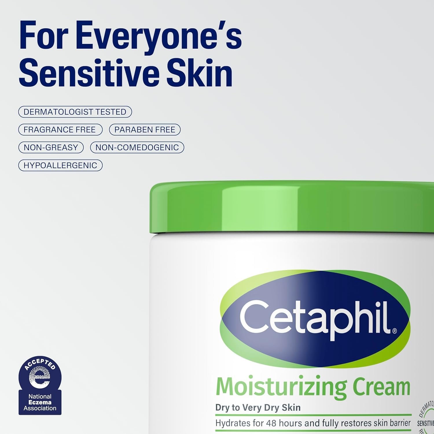 Cetaphil Face & Body Moisturizer, Hydrating Moisturizing Cream for Dry to Very Dry, Sensitive Skin, NEW 16 oz 2 Pack, Fragrance Free, Non-Comedogenic, Non-Greasy - Image 6