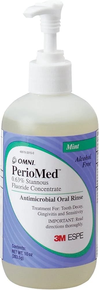 3M ESPE 12105M PerioMed 0.63% Stannous Fluoride Oral Rinse Concentrate Refill, Mint Flavor, 10 oz. Bottle with Pump