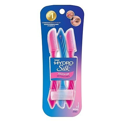 Schick Hydro Silk Touch-Up Dermaplaning Tool with Precision Cover, 3ct | Dermaplane Razor, Face Razors for Women, Peach Fuzz Remover