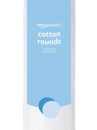 Basics Hypoallergenic 100% Cotton Rounds for Makeup Removal and Skincare, 100 Count, 1 Pack