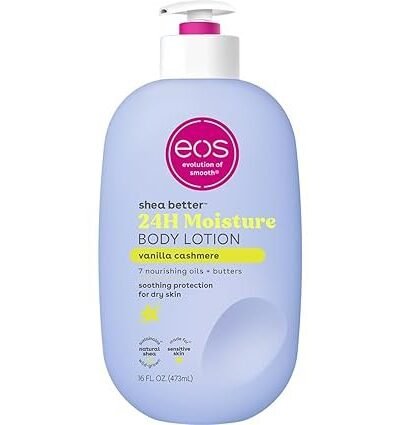 Eos Shea Better Body Lotion Vanilla Cashmere, 24-Hour Moisture Skin Care, Lightweight & Non-Greasy, Natural Shea, Vegan, Vanilla Body Lotion, 16 fl oz
