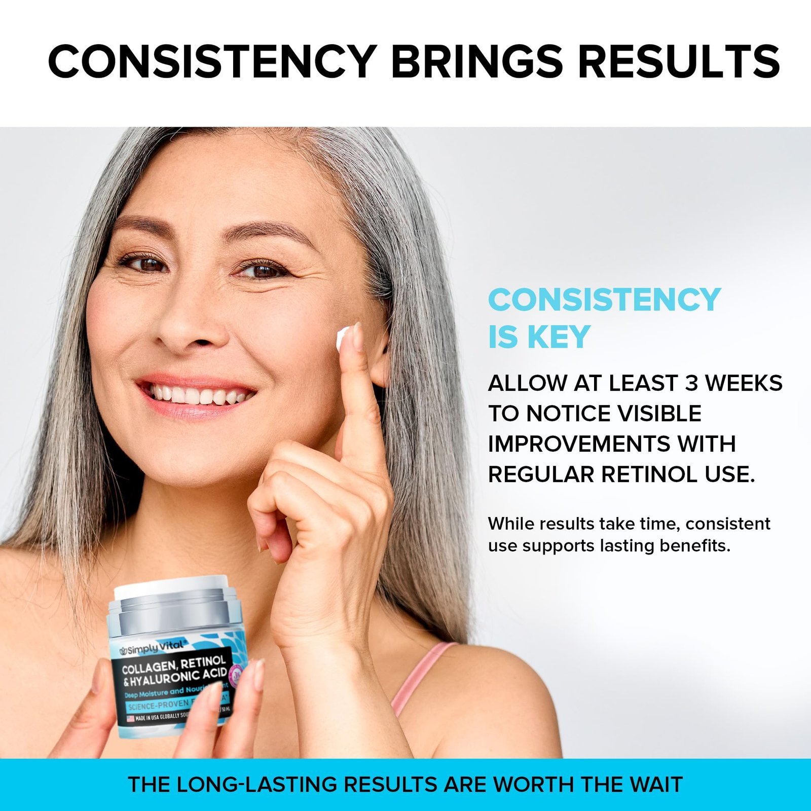 Anti-Aging Face Moisturizer with Retinol, Collagen & Hyaluronic Acid - Made in USA - Moisturizer Face Cream for Women & Men - Firming & Hydrating Neck Cream - Day & Night Skin Care - 1.7 fl oz - Image 7