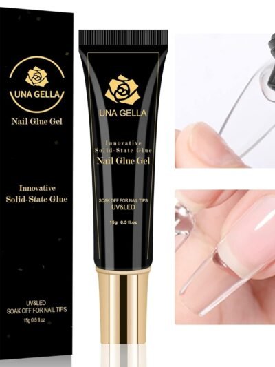 UNA GELLA Solid Nail Glue Gel 15ml Lamp Curing Needed Solid Soak Off U V/LED Lamp Required Super Strong Glue For Fake Acrylic Soft Gel Nail Tips Press On Nails Art Extension