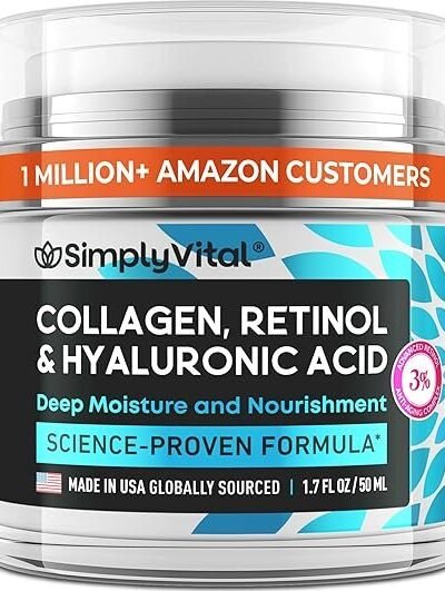 Anti-Aging Face Moisturizer with Retinol, Collagen & Hyaluronic Acid - Made in USA - Moisturizer Face Cream for Women & Men - Firming & Hydrating Neck Cream - Day & Night Skin Care - 1.7 fl oz