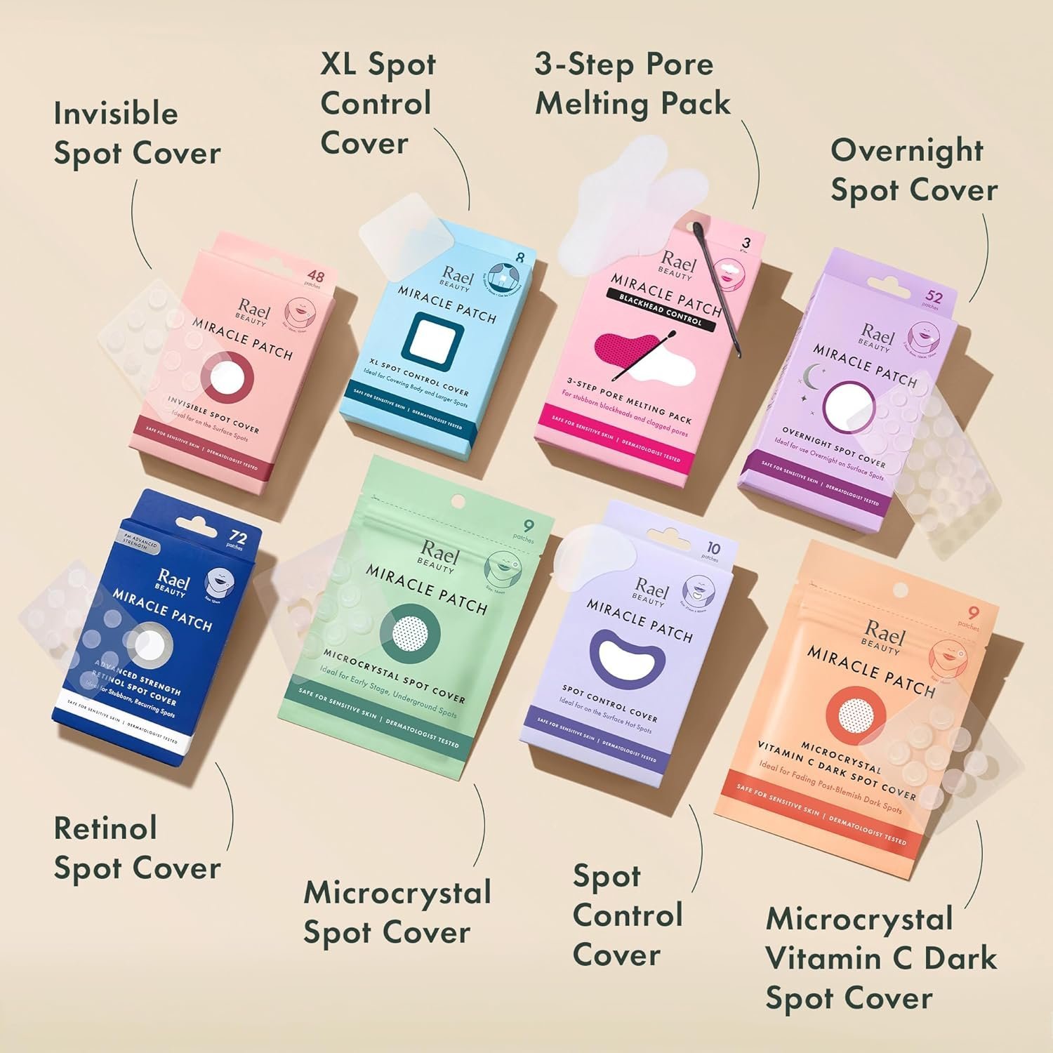 Rael Pimple Patches, Miracle Invisible Spot Cover - Hydrocolloid Acne Pimple Patch, Absorbs Zits & Blemish, Korean Skin Care, 2 Sizes (96 Count) - Image 3
