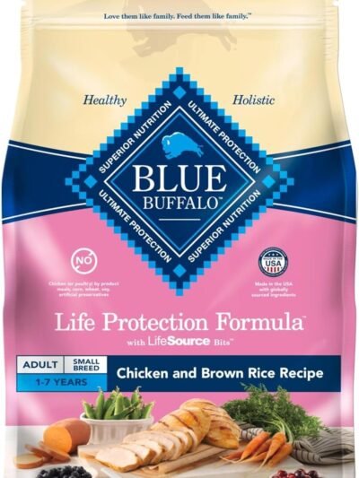 Blue Buffalo Life Protection Formula Adult Small Breed Dry Dog Food, Supports High Energy Needs, Made with Natural Ingredients, Chicken & Brown Rice Recipe, 5-lb. Bag