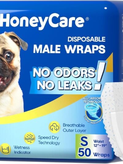 HONEY CARE All-Absorb A26 Male Dog Wrap, 50 Count, Small