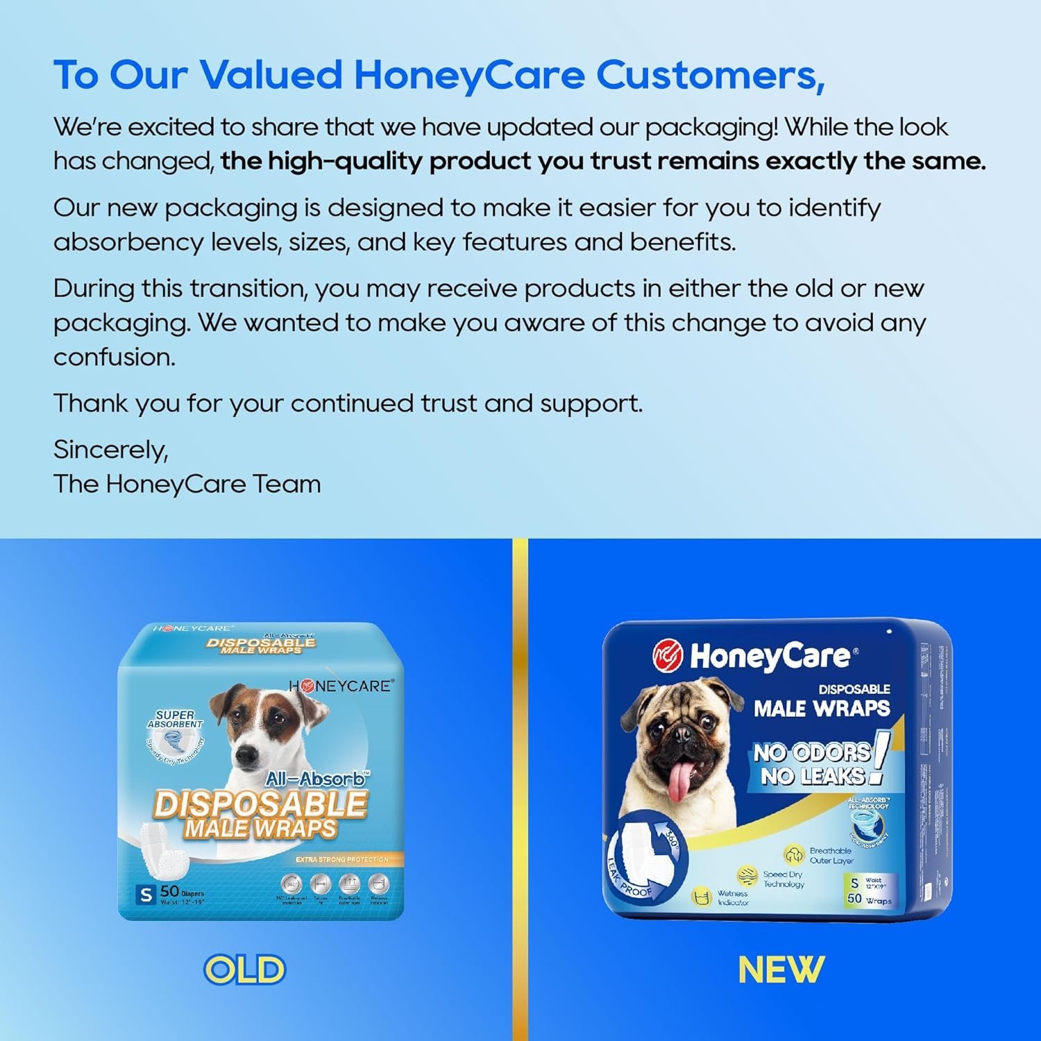 HONEY CARE All-Absorb A26 Male Dog Wrap, 50 Count, Small - Image 2