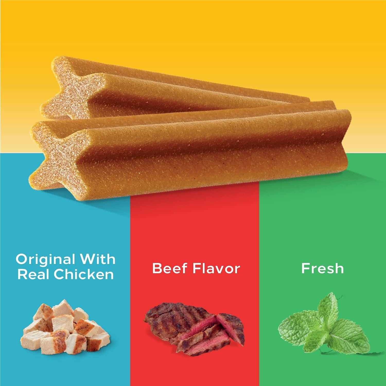 Pedigree Dentastix Large Breed Dog Treats, Original, Beef & Fresh Flavor, 2.73 lb. Variety Pack (51 Treats) - Image 3