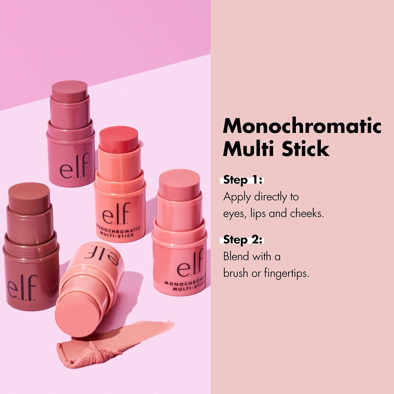 E.l.f. Monochromatic Multi Stick, Luxuriously Creamy & Blendable Color, For Eyes, Lips & Cheeks, Dazzling Peony, 0.17 Oz - Image 3