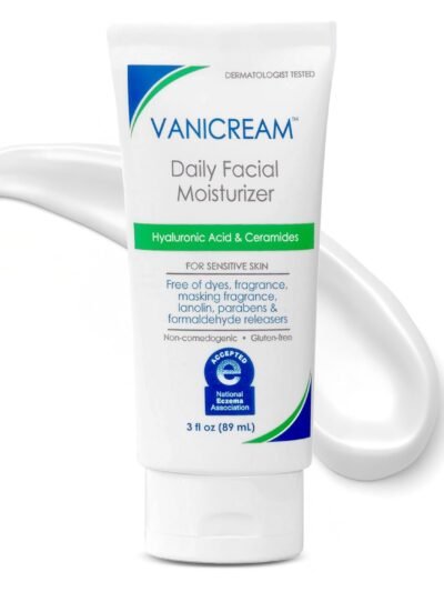 Vanicream Daily Facial Moisturizer With Ceramides and Hyaluronic Acid - Formulated Without Common Irritants for Those with Sensitive Skin, 3 fl oz (Pack of 1)