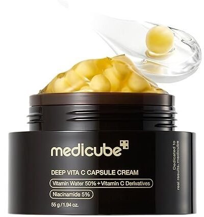 Medicube Capsule Cream with Deep Vitamin C | Liposome Vitamin C Golden Capsule for Radiance & Firm-Looking Skin | Hydrating Glow Gel Texture | Korean Skincare, 1.94 oz
