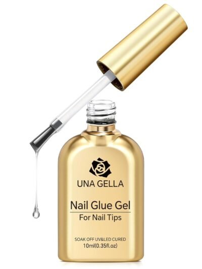UNA GELLA 9 in 1 Gel Nail Glue U V Light Super Hold for Gel Nails Tips, 10 ml Brush On Nail Glue for Light-Color Press On Nails, Rhinestones, Base Coat, Blooming Art, Acrylic Tips Lamp Needed