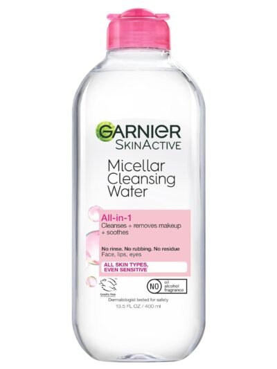 Garnier Micellar Water, Hydrating Facial Cleanser & Makeup Remover, Suitable for Sensitive Skin, Vegan, Cruelty Free, 13.5 Fl Oz (400mL), 1 Count