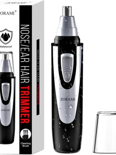 Ear and Nose Hair Trimmer Clipper - 2025 Professional Painless Eyebrow & Facial Hair Trimmer for Men Women, Battery-Operated Trimmer with IPX7 Waterproof, Dual Edge Blades for Easy Cleansing Black