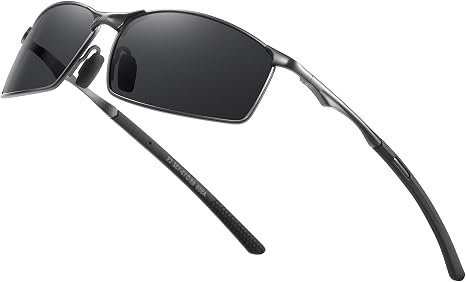 Men's Polarized Rectangular Sunglasses Ultra Lightweight Metal Frame Fishing Driving Glasses Classic Shades for Men