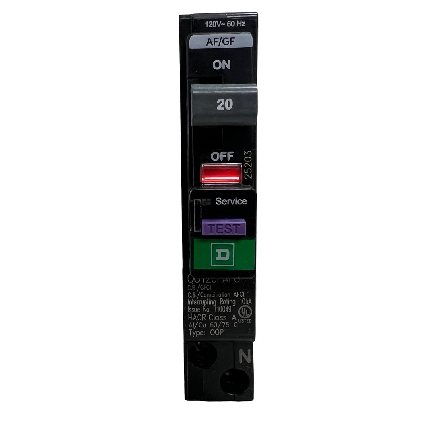 1 Pc of QO120PAFGF (New Version of QO120PDF) Circuit Breaker 120V 20A Plug on