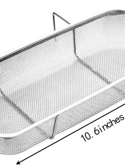 Stainless Steel Side Sink Drain Strainer Basket, Corner Hanging Sink Strainer Colander Drain Basket, Kitchen Sink Food Waste Filter and Vegetables Fruits Clean (Silver rectangle)