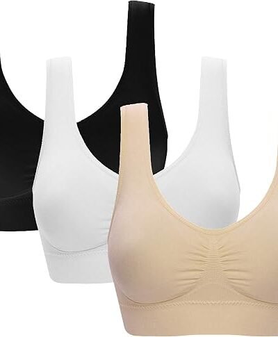 Vermilion Bird Women's 3 Pack Seamless Comfortable Sports Bra with Removable Pads