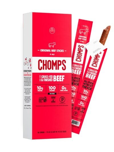 Chomps Original Beef, Grass-Fed & Finished, 10ct, Protein Snack Stick