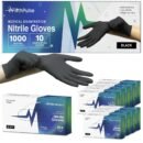 Black Nitrile Gloves Large, Case of 1000-3 Mil Disposable Rubber Gloves, Latex-Free, Powder-Free - Medical Exam Grade for Food Prep, Cleaning, Lab Use - Textured Grip - Click-Medical