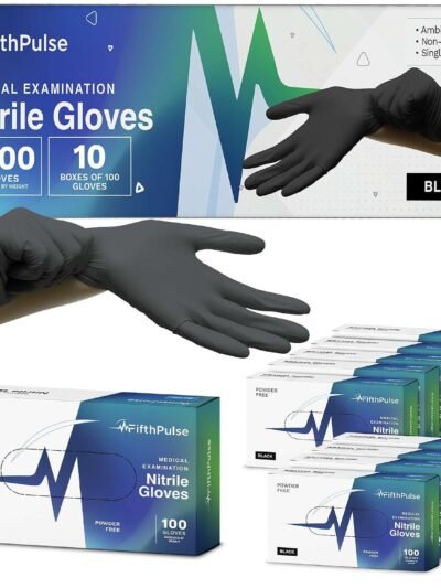 Black Nitrile Gloves Large, Case of 1000-3 Mil Disposable Rubber Gloves, Latex-Free, Powder-Free - Medical Exam Grade for Food Prep, Cleaning, Lab Use - Textured Grip - Click-Medical