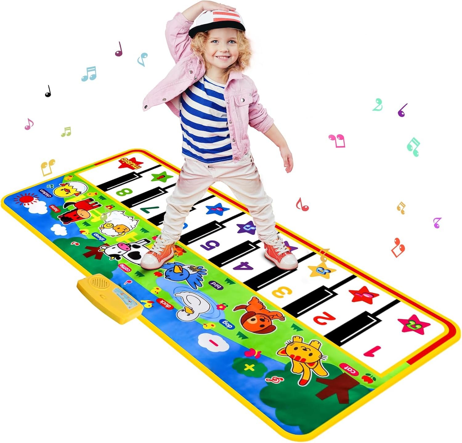 Large Piano Mat 53" x 23", Dance Floor Piano with 8 Animals Sounds