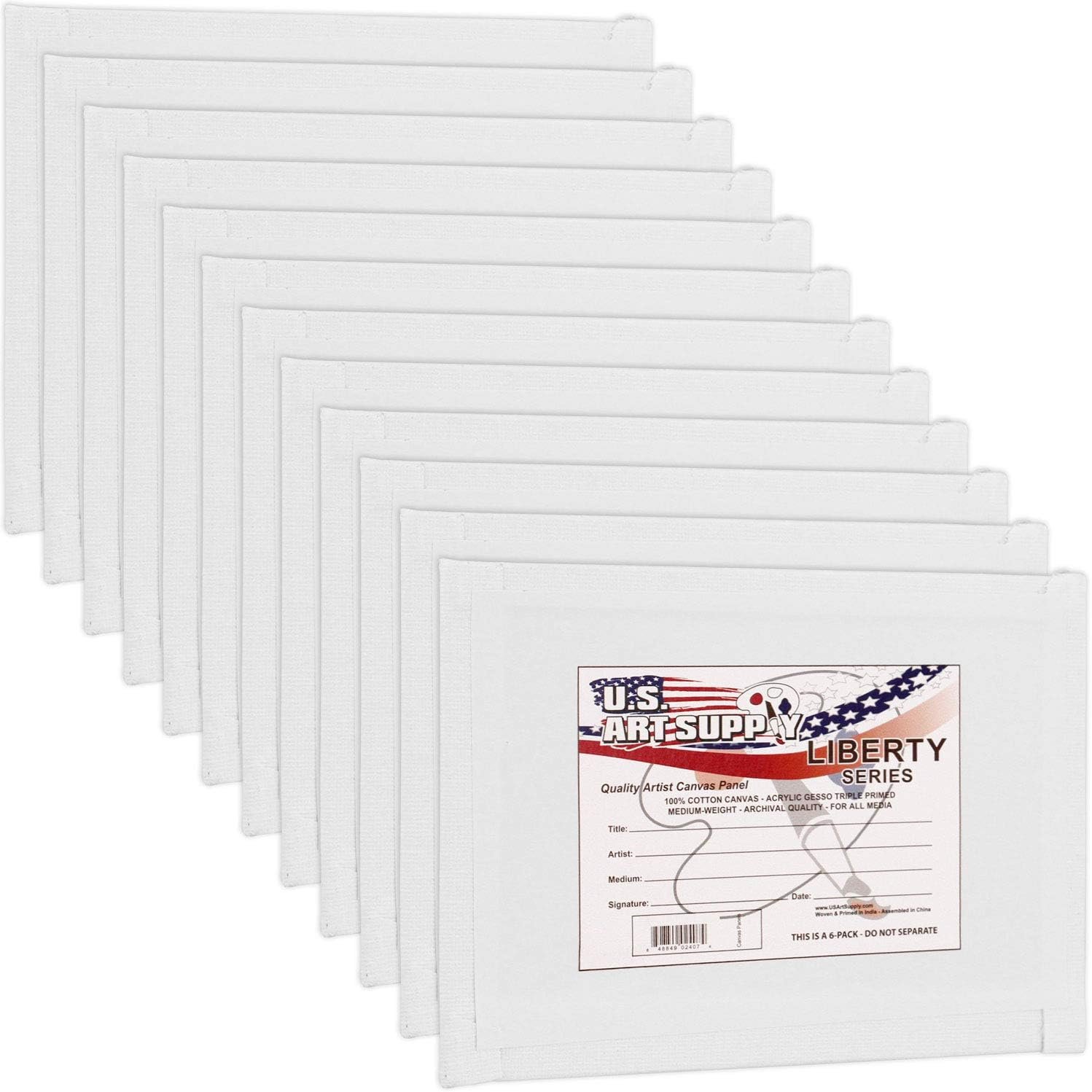 U.S. Art Supply 8 X 10 Inch Art Canvas Board Panels 12 Pack - 8 Ounce