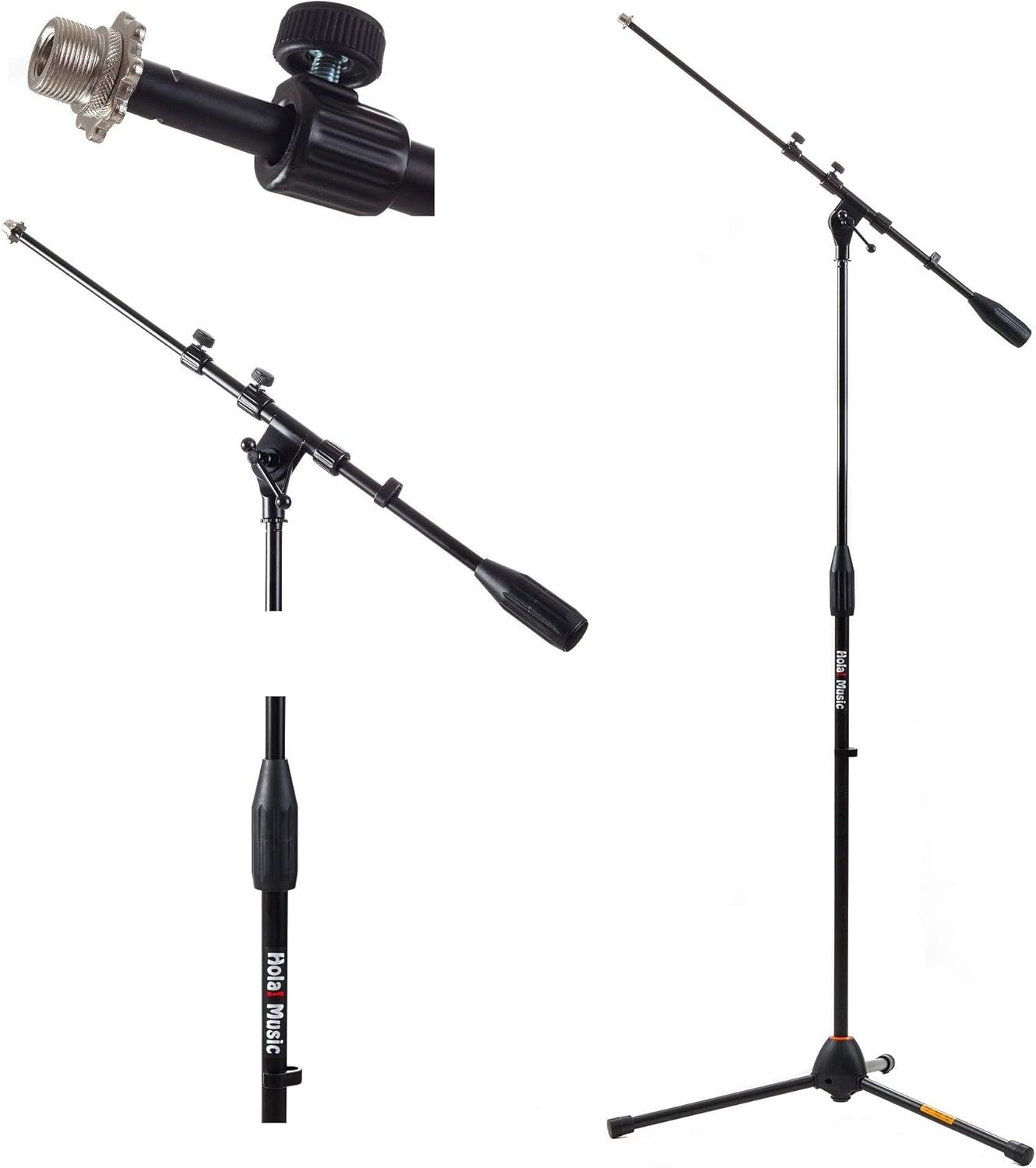 Hola! Music Mic Stand w/Adjustable Height for Home, Studio, Office or Stage Use - Standard Clutch Single Unit