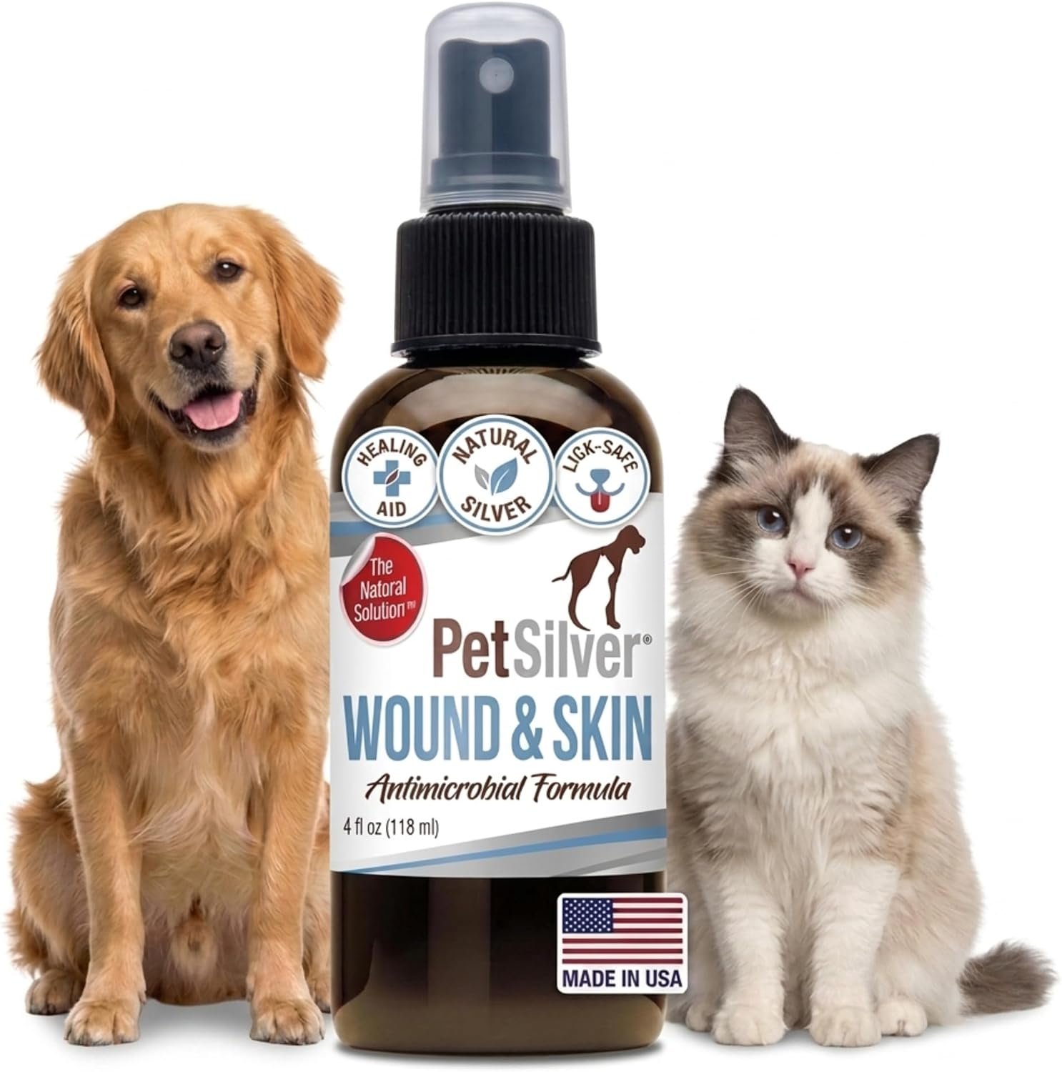 PetSilver Wound Spray, Antibacterial, Healing Aid, USA Made, 4 fl oz