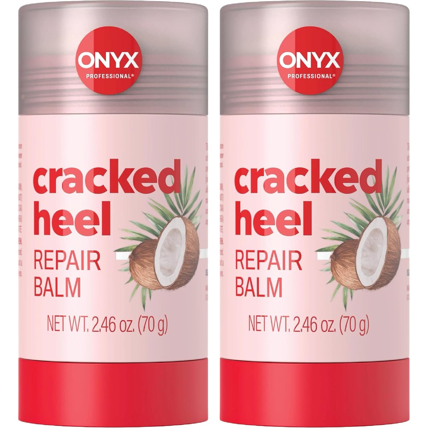 Onyx Professional Cracked Heel Repair Balm Stick for Dry Cracked Feet Treatment, Coconut Scent, 2 pack - Moisturizing Foot Balm, Rolls On, Cracked Heel Treatment
