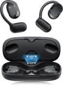 TTQ Open Ear Headphones, Open Ear Earbuds, IPX7 Waterproof, Bluetooth 5.3 True Wireless Sports Over Ear Earbuds with Earhooks, Built-in Mic, Crystal-Clear Calls for Running Workout Cycling Driving