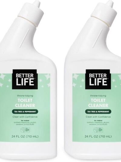 Better Life Toilet Bowl Cleaner, Plant-based, Stain & Odor Remover, Tea Tree & Peppermint Scent Cleaning Gel, Liquid Bathroom Cleaners for Household, 24 Oz, Pack of 2