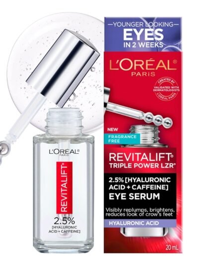 L'Oreal Paris Revitalift Derm Intensives Hyaluronic Acid + Caffeine Hydrating Eye Serum, 0.67 Fl. Oz.