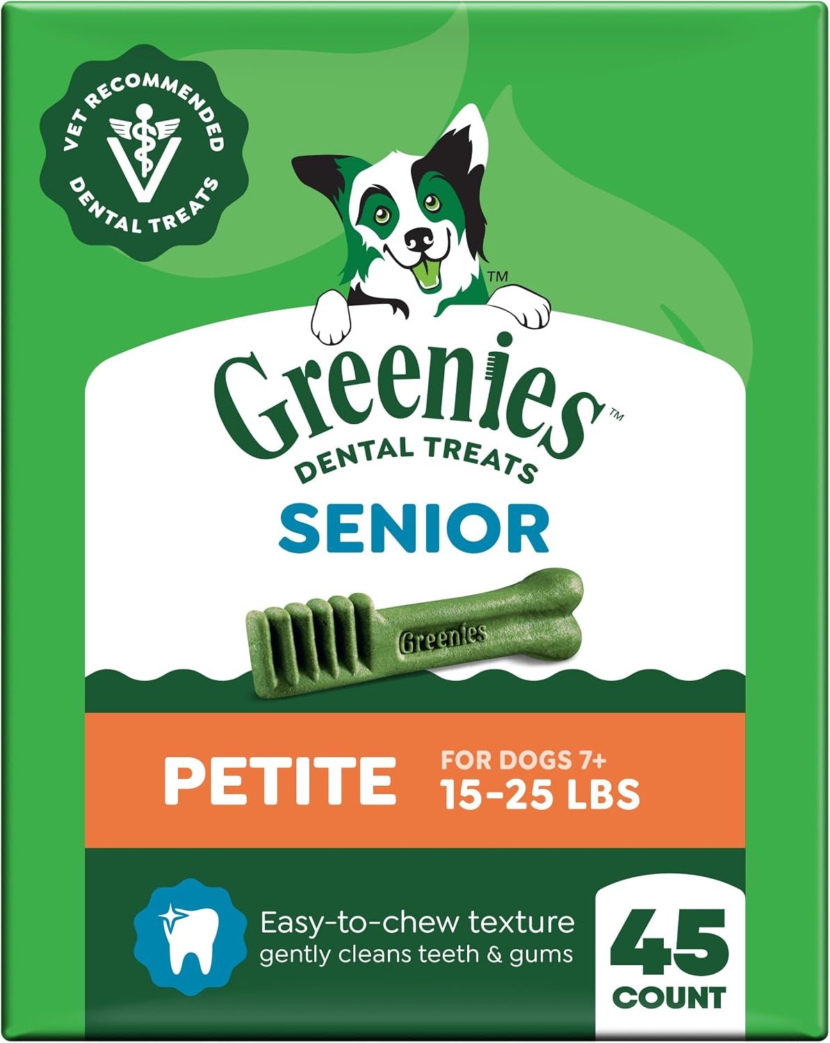 Greenies Senior Petite Size Adult Natural Dental Dog Treats, 45 Count