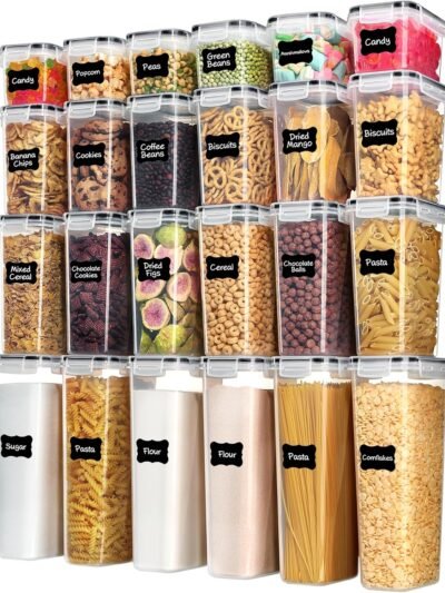 Vtopmart Airtight Food Storage Containers with Lids, 24 pcs, Black