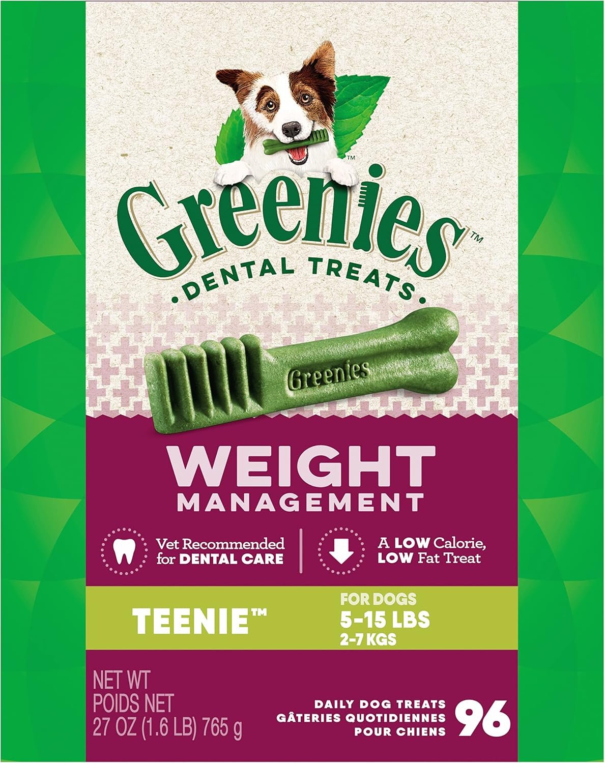 GREENIES Weight Management TEENIE Dental Dog Chews - 27 Ounces 96 Treats