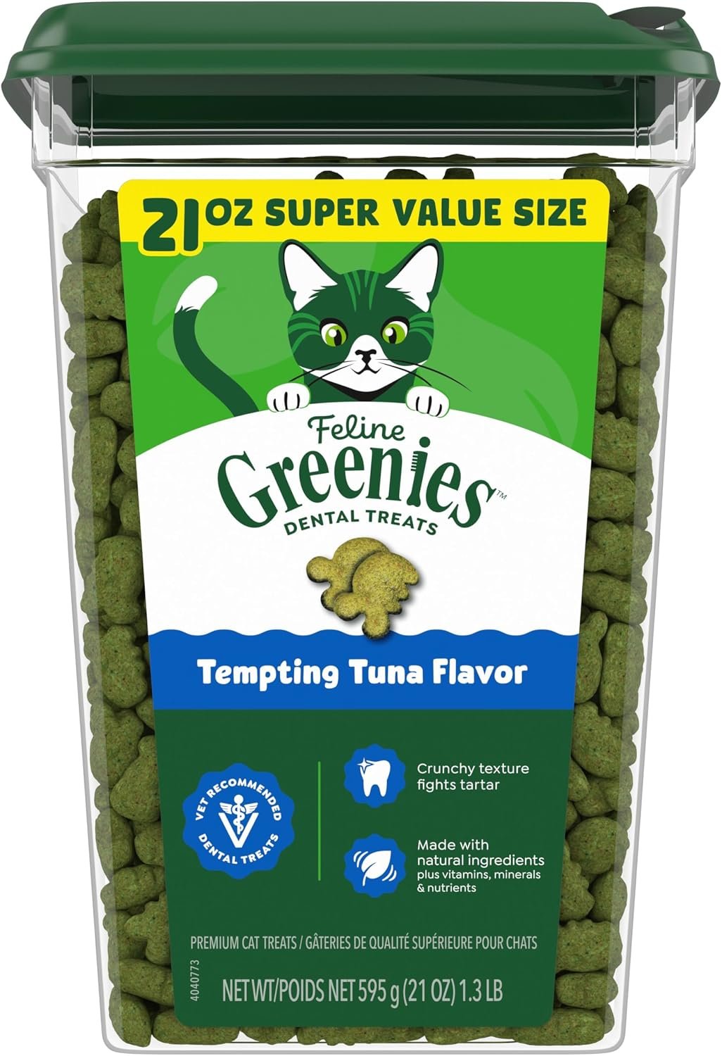 Greenies Feline Natural Dental Cat Treats, Tempting Tuna Flavor, 21 oz